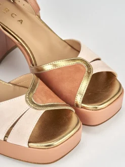 Sandali tacco 7cm camoscio rosa