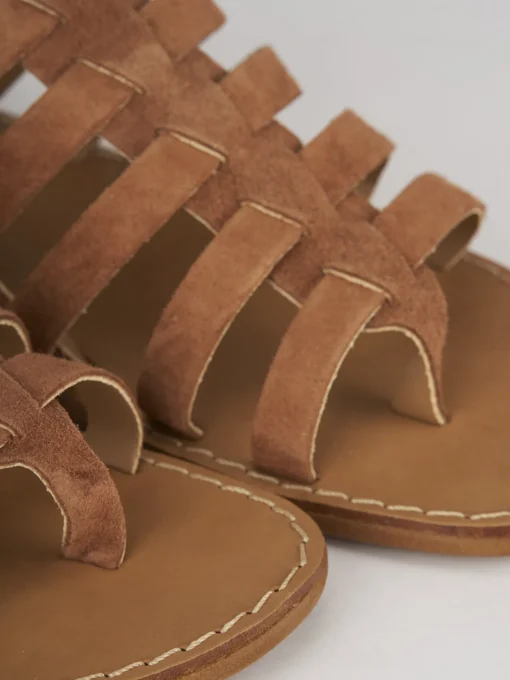 Sandali tacco 1cm camoscio marrone