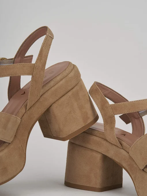 Sandali tacco 6cm camoscio beige