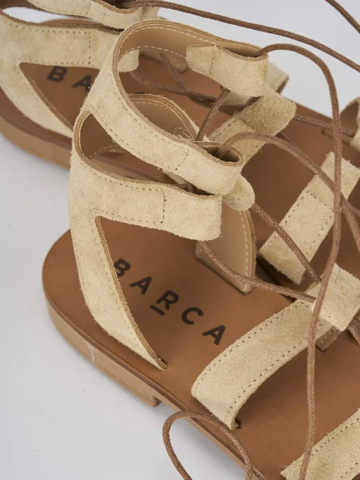 Sandali tacco 1cm camoscio beige