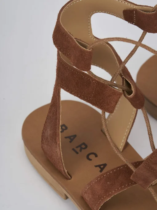 Sandali tacco 1cm camoscio marrone