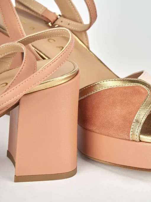 Sandali tacco 7cm camoscio rosa