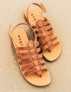 Sandali tacco 1cm camoscio marrone
