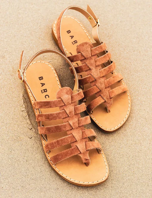 Sandali tacco 1cm camoscio marrone