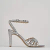 Sandali tacco 9cm glitter argento