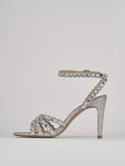Sandali tacco 9cm glitter argento