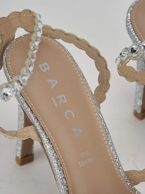 Sandali tacco 9cm glitter argento