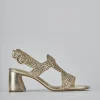 Sandali tacco 6cm laminato oro