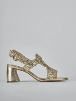 Sandali tacco 6cm laminato oro