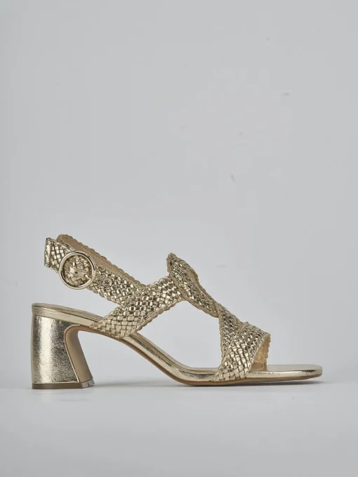 Sandali tacco 6cm laminato oro