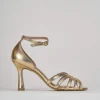 Sandali tacco 8cm laminato oro