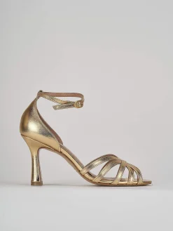 Sandali tacco 8cm laminato oro