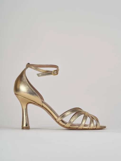 Sandali tacco 8cm laminato oro