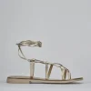 Sandali tacco 1cm laminato oro