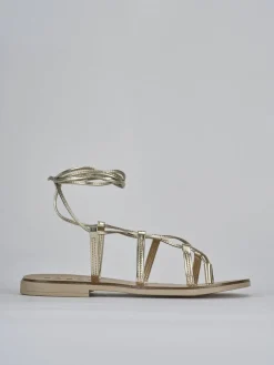 Sandali tacco 1cm laminato oro