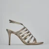 Sandali tacco 9cm laminato argento