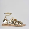 Sandali tacco 1cm laminato oro