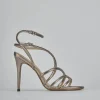 Sandali tacco 10cm laminato argento