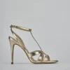 Sandali tacco 10cm laminato oro