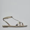 Sandali tacco 1cm laminato argento