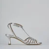 Sandali tacco 5cm laminato argento