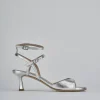 Sandali tacco 5cm laminato argento