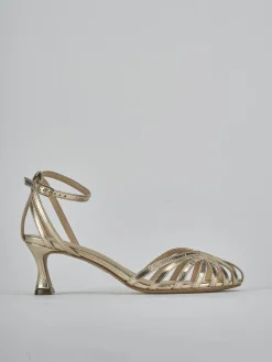 Sandali tacco 5cm laminato oro