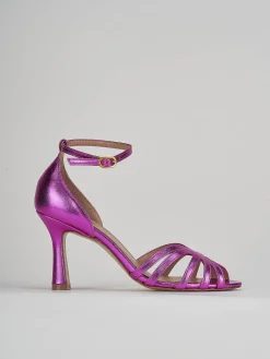 Sandali tacco 8cm laminato rosa