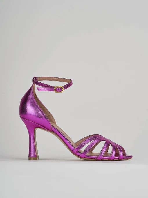 Sandali tacco 8cm laminato rosa