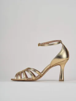 Sandali tacco 8cm laminato oro