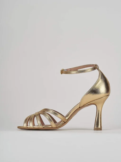 Sandali tacco 8cm laminato oro