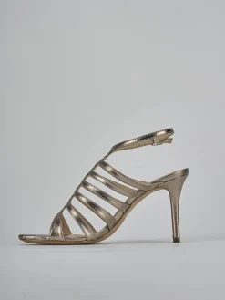 Sandali tacco 9cm laminato argento