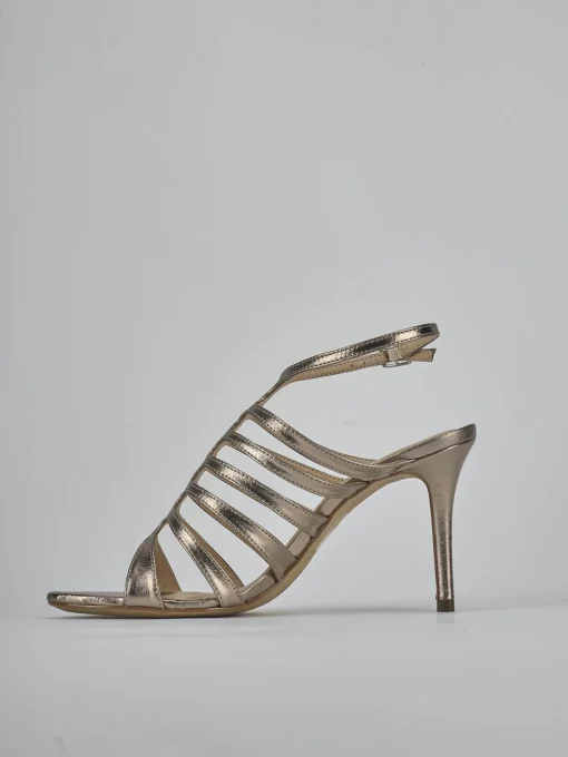 Sandali tacco 9cm laminato argento