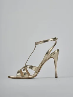 Sandali tacco 10cm laminato oro
