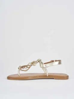 Sandali tacco 1cm laminato oro