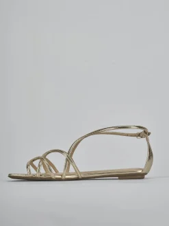 Sandali tacco 1cm laminato oro