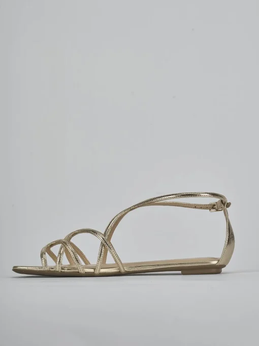 Sandali tacco 1cm laminato oro