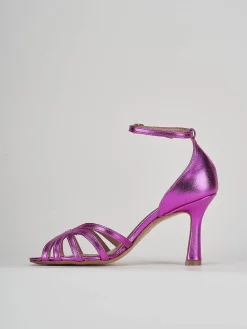 Sandali tacco 8cm laminato rosa