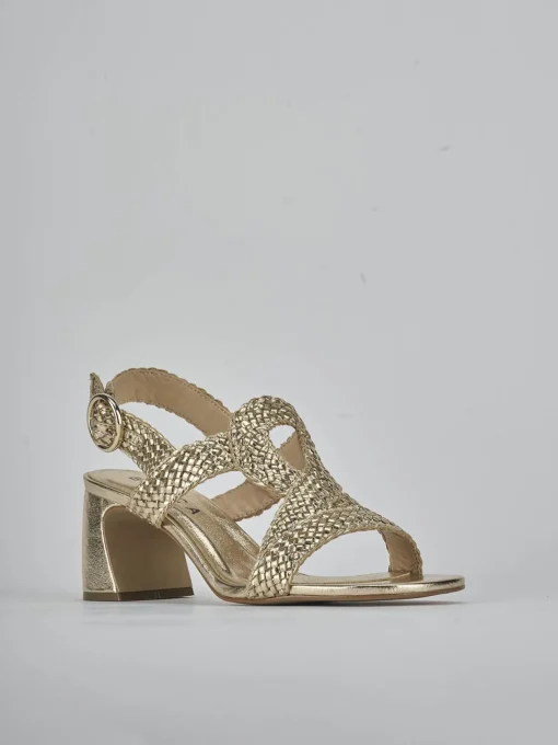 Sandali tacco 6cm laminato oro