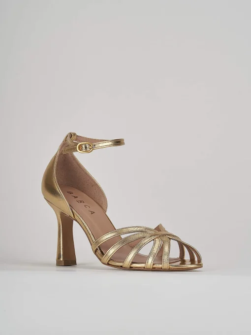 Sandali tacco 8cm laminato oro