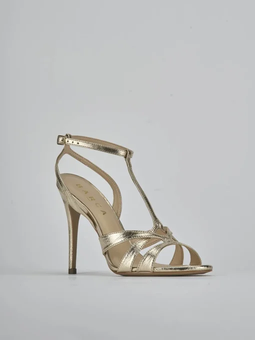 Sandali tacco 10cm laminato oro