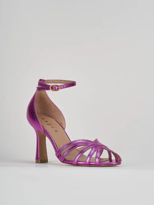 Sandali tacco 8cm laminato rosa