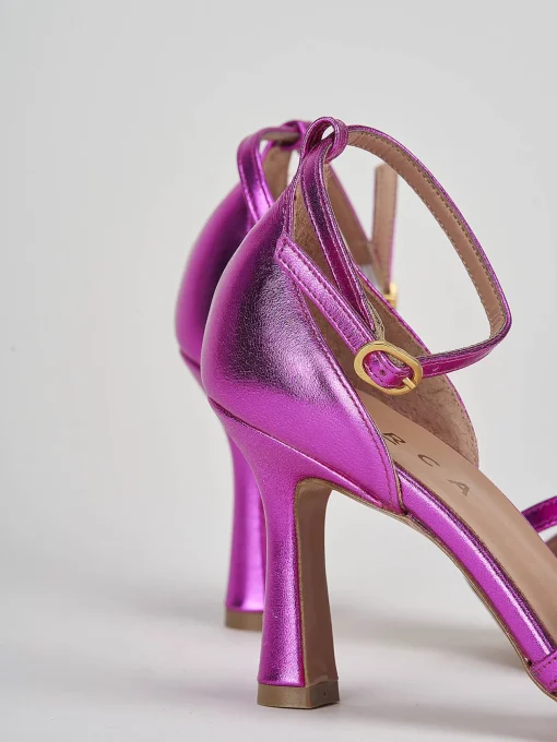 Sandali tacco 8cm laminato rosa