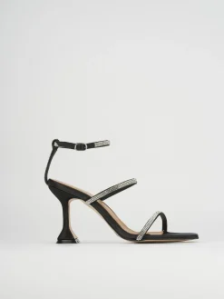 Sandali tacco 8cm nero raso