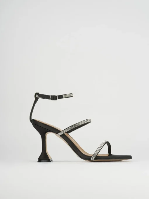 Sandali tacco 8cm nero raso