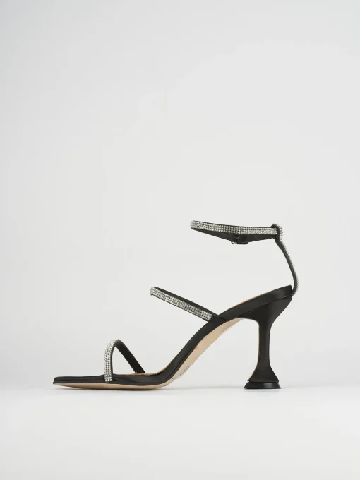 Sandali tacco 8cm nero raso