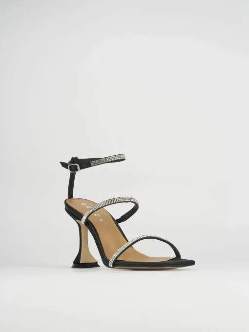 Sandali tacco 8cm nero raso