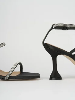 Sandali tacco 8cm nero raso