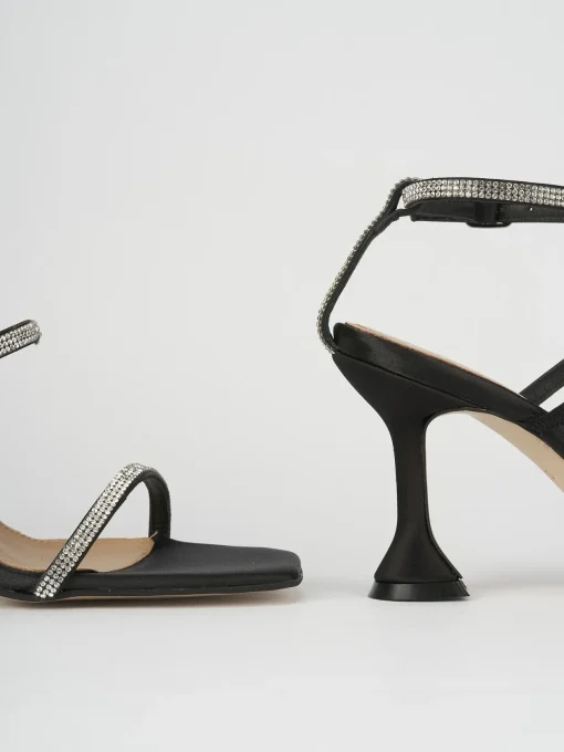 Sandali tacco 8cm nero raso