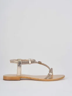 Sandali tacco 1cm oro pelle